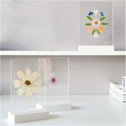 Assortimento di fiori secchi e pressati su tavola - Mix Bianco - Viola