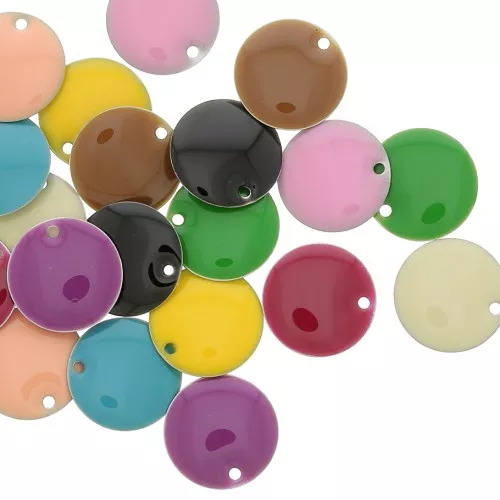 Assortimento di zecchini in resina tondi mm. 12 - Multicolore x20