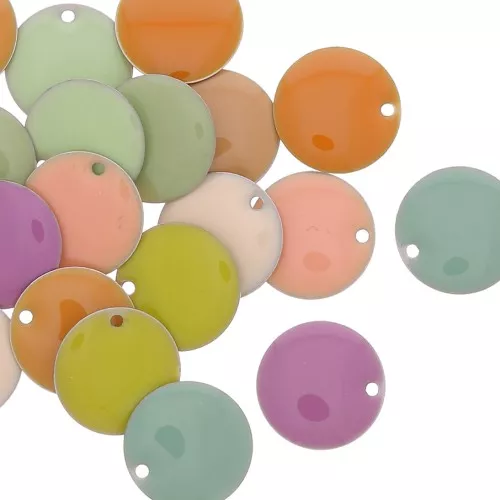 Assortimento di zecchini in resina tondi mm. 12 - Multicolore pastello x20