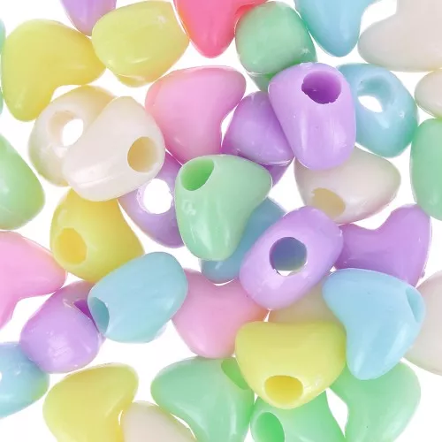 Perline cuore grandi fori - 7x9.5 mm Multicolore Pastel x50