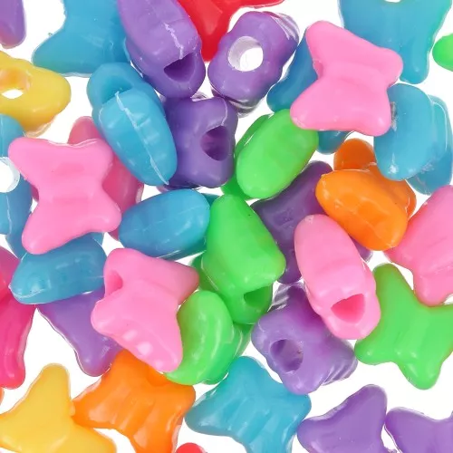 Assortimento di perline farfalla fori grandi - 10x12 mm Multicolore x50