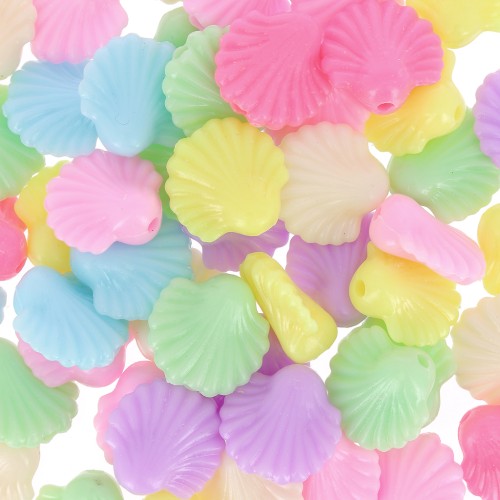 Assortimento di perline di conchiglie - 14 mm Multicolour Pastel x50