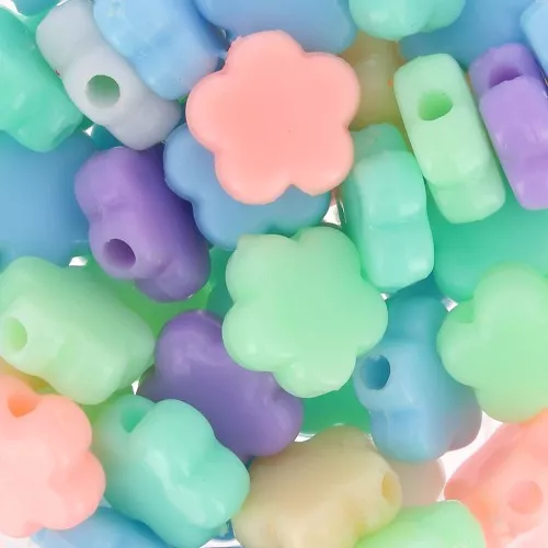 Assortimento di perle di fiori - 9,5 mm Multicolore Pastello x50