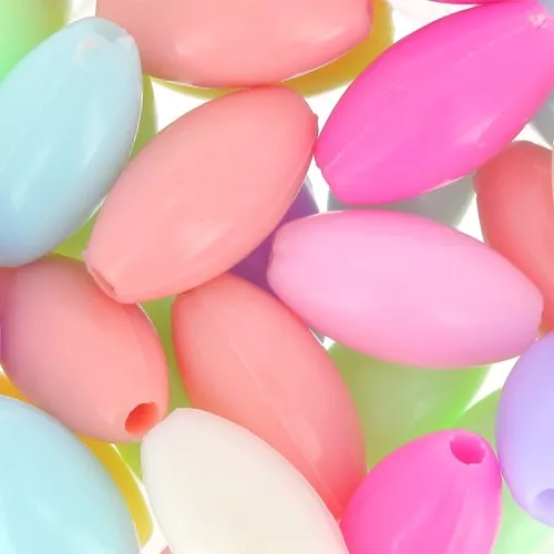 Set di perle di oliva - 14x7.5 mm Multicolore Pastello x50