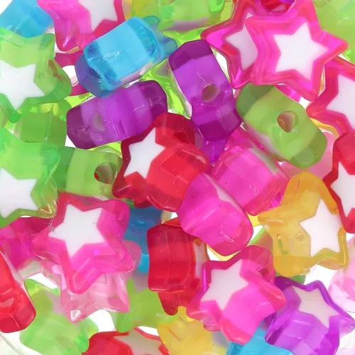 Assortimento di 50 perline a stella - 9 mm - Multicolore - Bianco