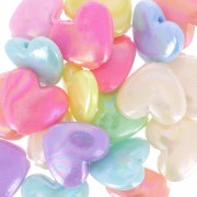 Assortimento di perle a forma di cuore - 14x15.5 mm Multicolore Pastello x20|raw }}