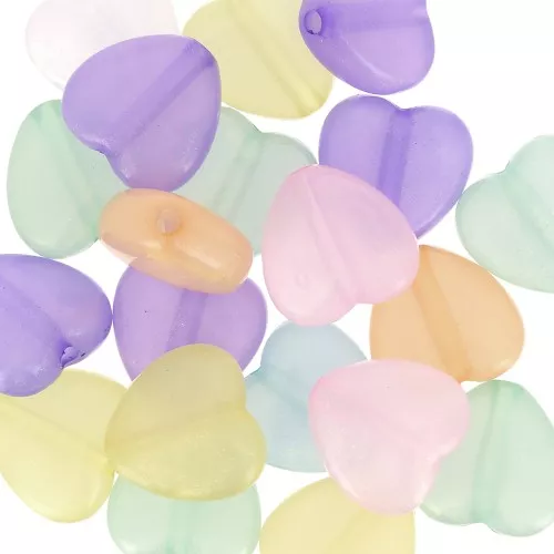Set di perline iridescenti a forma di cuore 14 mm - Multicolour Pastel x20