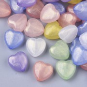 Set di perline iridescenti a forma di cuore 14 mm - Multicolour Pastel x20