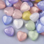 Set di perline iridescenti a forma di cuore 14 mm - Multicolour Pastel x20