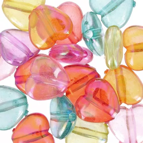 Set di perline cuore iridescente 11x12 mm - Pastello trasparente multicolore x20