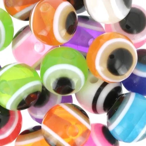 Assortimento di perline rotonde - occhio portafortuna - 10 mm - Multicolore x20