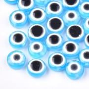 Perline rotonde piatte - occhio portafortuna - 9.5x6 mm - Sky Blue x10