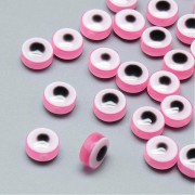Perline rotonde piatte - occhio portafortuna - 8x5.5 mm - Rosa x10
