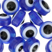 Perline rotonde piatte - occhio portafortuna - 8x5.5 mm - Blu x20|raw }}