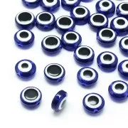 Perline rotonde piatte - occhio portafortuna - 8x5.5 mm - Blu x20