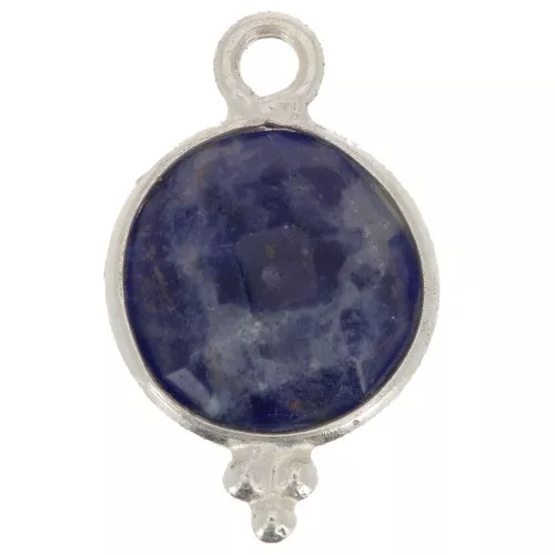 Ciondolo rotondo sfaccettato con palline 12x7 mm Argento 925 - Sodalite x1