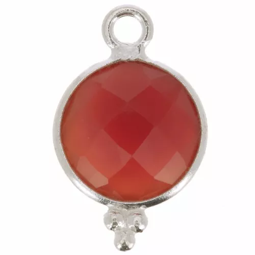 Ciondolo rotondo sfaccettato con palline 12x7 mm Argento 925 - Corniola