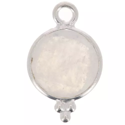 Ciondolo rotondo sfaccettato con palline 12x7 mm Argento 925 - Pietra di luna