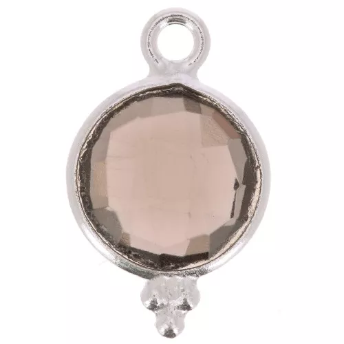 Ciondolo rotondo sfaccettato con palline 12x7 mm Argento 925 - Quarzo fume'