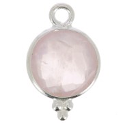 Ciondolo rotondo sfaccettato con palline 12x7 mm Argento 925 - Quarzo rosa|raw }}
