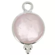 Ciondolo rotondo sfaccettato con palline 12x7 mm Argento 925 - Quarzo rosa