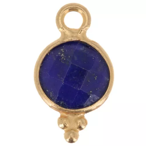 Ciondolo sfaccettato con palline 12x7 mm Argento 925 Placcato oro - lapislazzuli