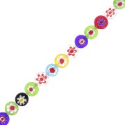 Perline di vetro rotonde piatte Millefiori 10 mm multicolore x20|raw }}