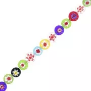 Perline di vetro rotonde piatte Millefiori 10 mm multicolore x20