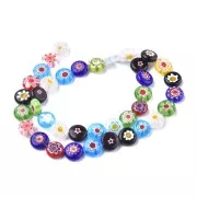Perline di vetro rotonde piatte Millefiori 10 mm multicolore x20