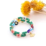 Perline di vetro rotonde piatte Millefiori 10 mm multicolore x20