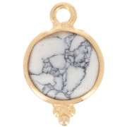 Ciondolo sfaccettato con palline 12x7 mm Argento 925 Placcato oro Howlite|raw }}