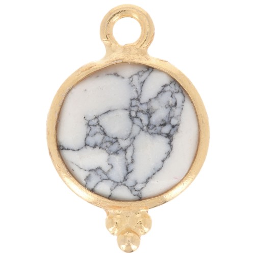 Ciondolo sfaccettato con palline 12x7 mm Argento 925 Placcato oro Howlite