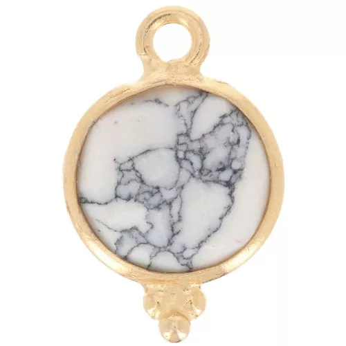 Ciondolo sfaccettato con palline 12x7 mm Argento 925 Placcato oro Howlite