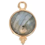 Ciondolo sfaccettato con palline 12x7 mm Argento 925 Placcato oro Labradorite