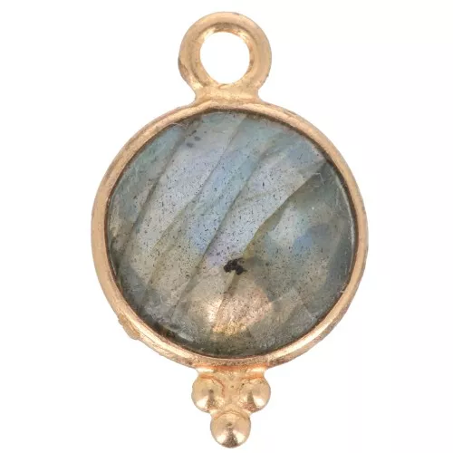 Ciondolo sfaccettato con palline 12x7 mm Argento 925 Placcato oro Labradorite
