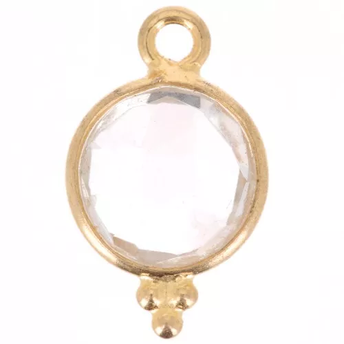 Ciondolo sfaccettato con palline 12x7 mm Argento 925 Placcato oro- Crystal