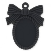 Medaglione nodo per cabochon mm. 25x18 Nero x1|raw }}