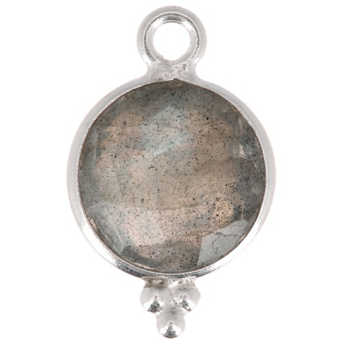 Ciondolo rotondo sfaccettato con palline 15x9 mm Argento 925 - Labradorite