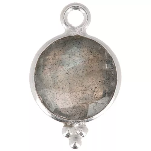 Ciondolo rotondo sfaccettato con palline 15x9 mm Argento 925 - Labradorite