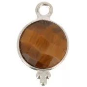 Ciondolo rotondo sfaccettato con palline 15x9 mm Argento 925 - Occhio di tigre