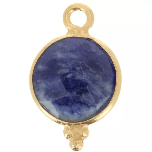Ciondolo sfaccettato con palline 15x9 mm Argento 925 Placcato oro - Sodalite