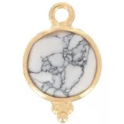 Ciondolo sfaccettato con palline 15x9 mm Argento 925 Placcato oro - Howlite