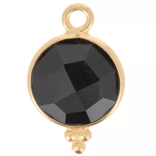 Ciondolo sfaccettato con palline 15x9 mm Argento 925 Placcato oro - Onice nero