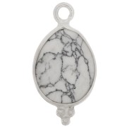 Ciondolo goccia sfaccettato con palline 16x9 mm Argento 925 - Howlite x1