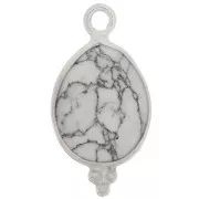 Ciondolo goccia sfaccettato con palline 16x9 mm Argento 925 - Howlite x1