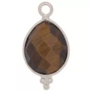 Ciondolo goccia sfaccettato con palline 16x9 mm Argento 925 - Occhio di tigre