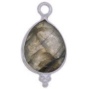 Ciondolo goccia sfaccettato con palline 16x9 mm Argento 925 - Labradorite|raw }}