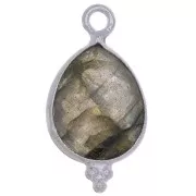 Ciondolo goccia sfaccettato con palline 16x9 mm Argento 925 - Labradorite