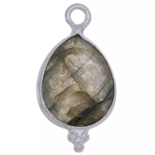 Ciondolo goccia sfaccettato con palline 16x9 mm Argento 925 - Labradorite