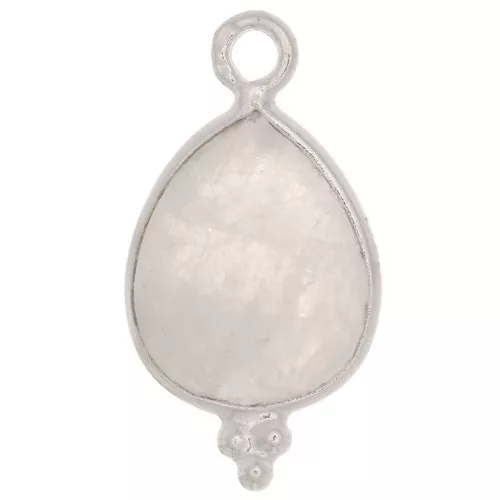 Ciondolo goccia sfaccettato con palline 16x9 mm Argento 925 - Pietra di luna